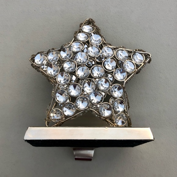 Silver Star Stocking Holder Rhinestones Moldable - Picture 6 of 7